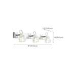 Applique murale de luxe argentée à 3 têtes avec verre transparent pour salle de bain