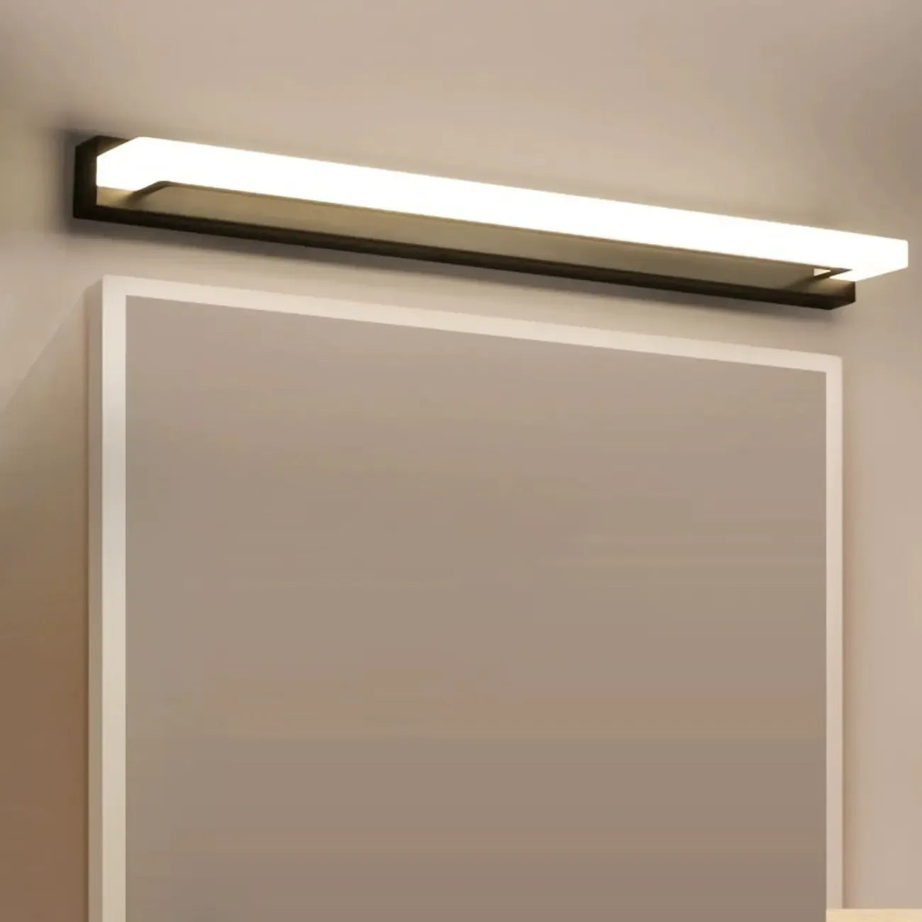 Applique murale LED moderne en acrylique noir à intensité variable pour salle de bain