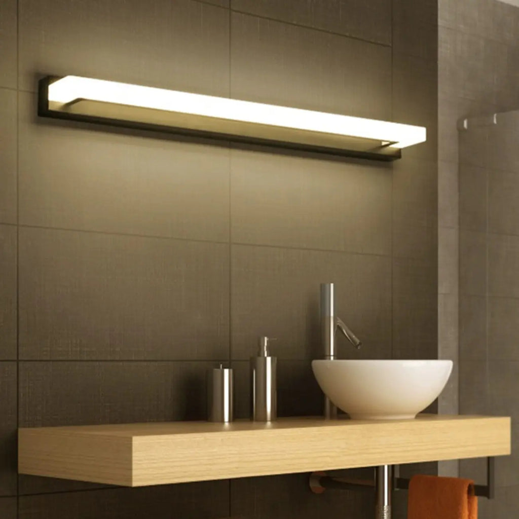 Applique murale LED moderne en acrylique noir à intensité variable pour salle de bain