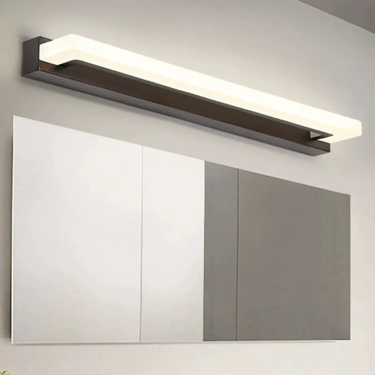 Applique murale LED moderne en acrylique noir à intensité variable pour salle de bain