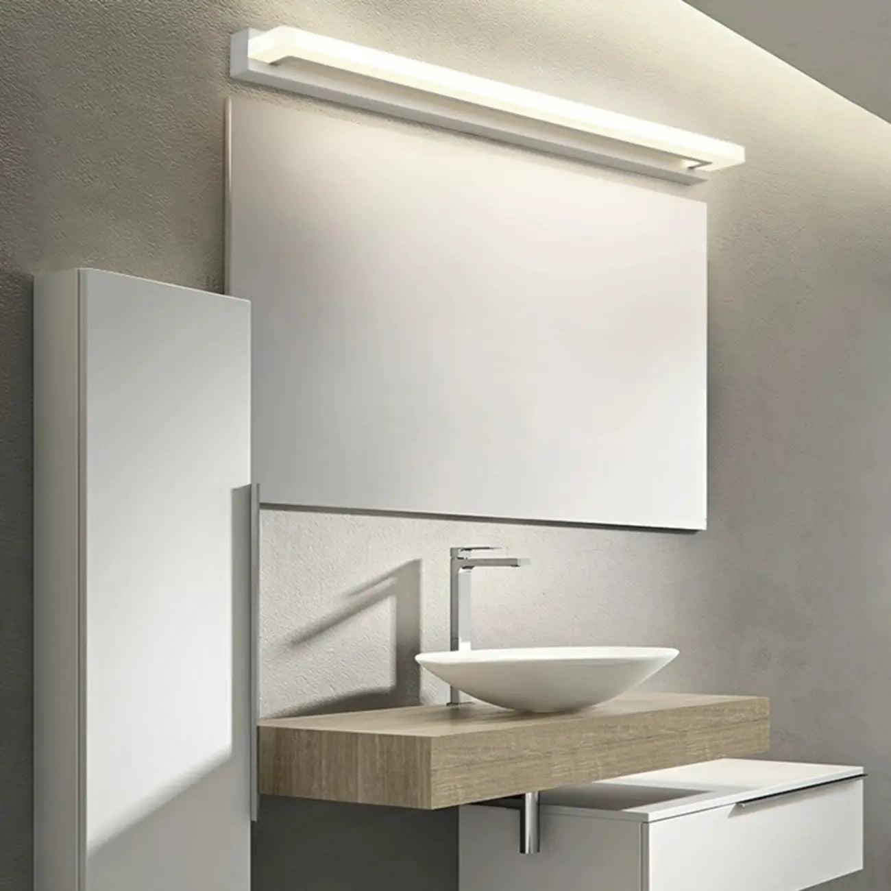 Applique murale LED moderne en acrylique noir à intensité variable pour salle de bain