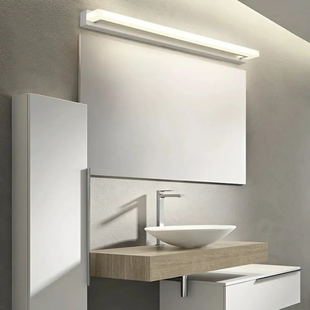Applique murale LED moderne en acrylique noir à intensité variable pour salle de bain