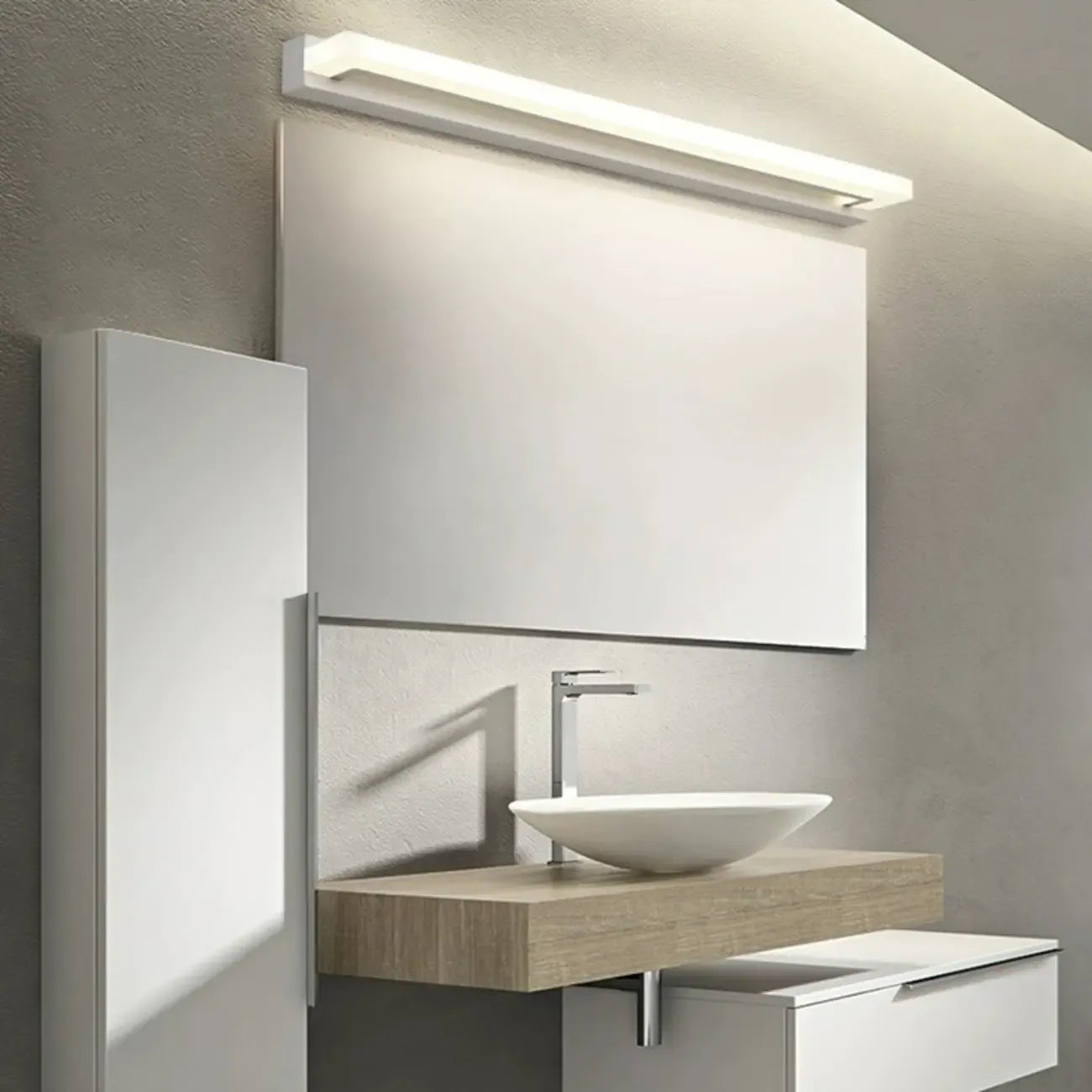 Applique murale LED moderne en acrylique noir à intensité variable pour salle de bain
