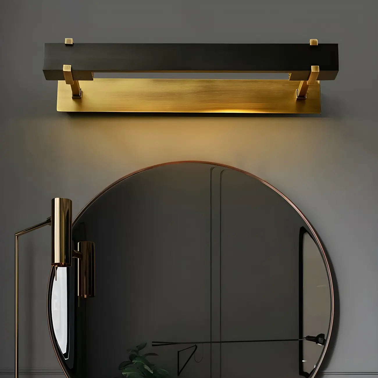 Applique murale carrée en métal noir avec support doré pour la décoration intérieure
