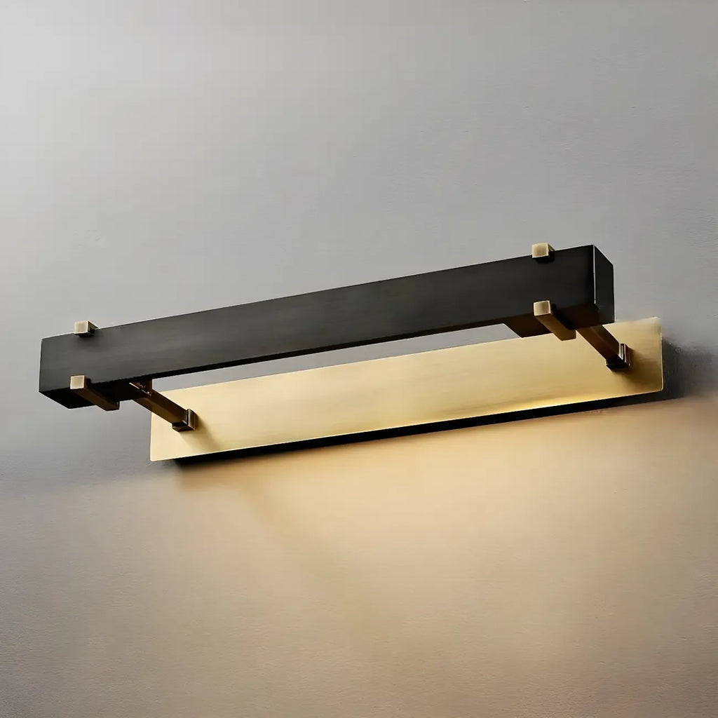 Applique murale carrée en métal noir avec support doré pour la décoration intérieure