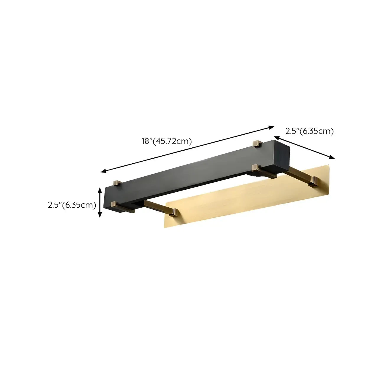 Applique murale carrée en métal noir avec support doré pour la décoration intérieure