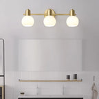 Lampe de coiffeuse moderne en verre globe doré à 3 têtes, à intensité variable