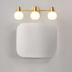 Lampe de coiffeuse moderne en verre globe doré à 3 têtes, à intensité variable