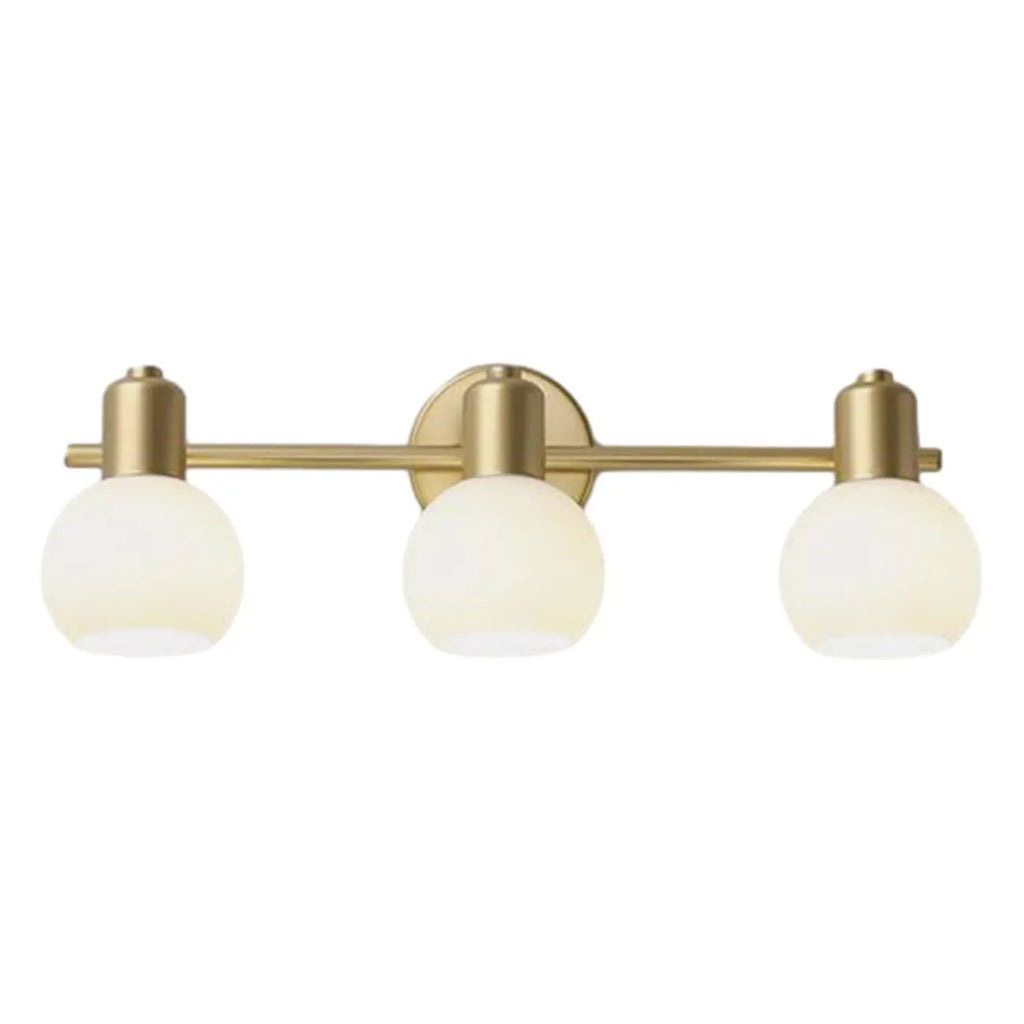 Lampe de coiffeuse moderne en verre globe doré à 3 têtes, à intensité variable