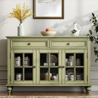Buffet en bois vert style campagne française avec tiroirs