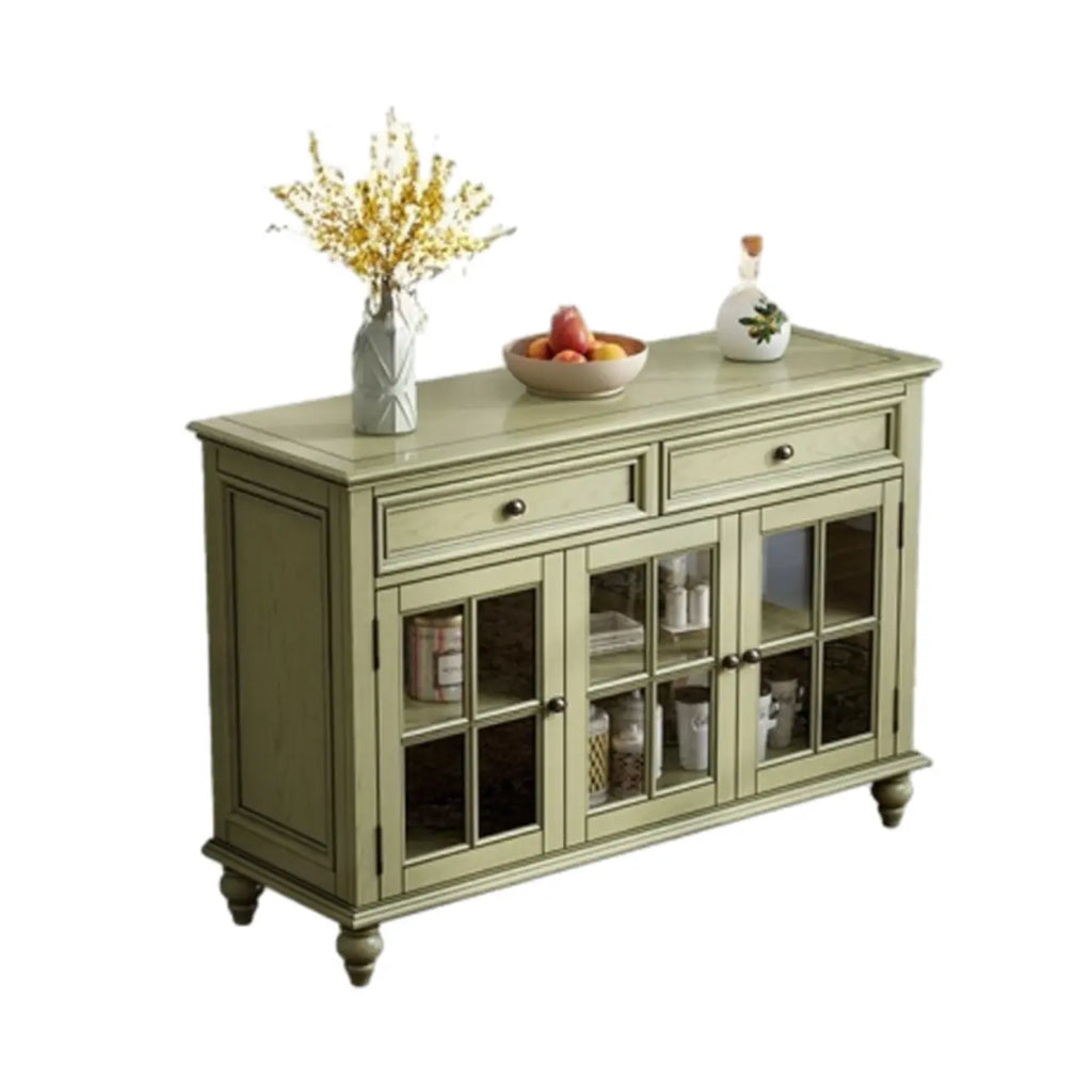 Buffet en bois vert style campagne française avec tiroirs