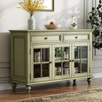 Buffet en bois vert style campagne française avec tiroirs