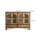 Credenza 16W rustica marrone in legno con ante in vetro e cassetto