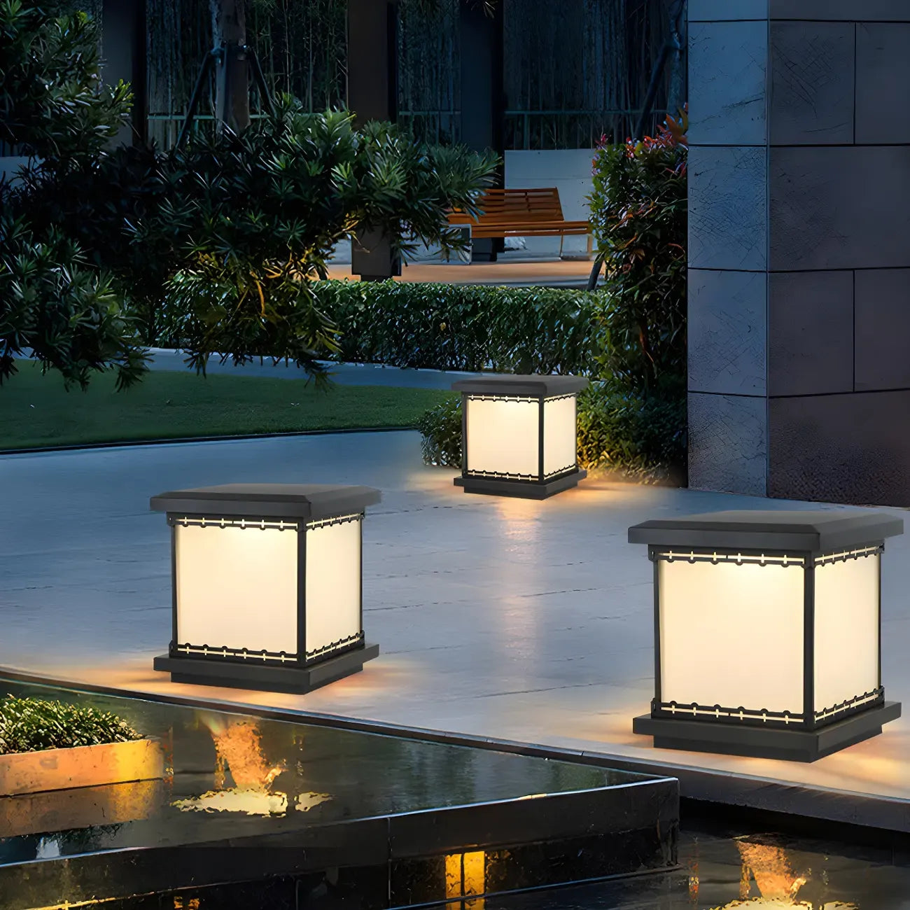 Lampe de table LED cubique moderne avec finition mate pour l'extérieur
