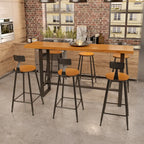 Ensemble table et table de bar en bois de style industriel avec piètement en métal noir