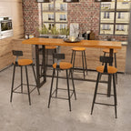Ensemble table et table de bar en bois de style industriel avec piètement en métal noir