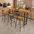 Ensemble table et table de bar en bois de style industriel avec piètement en métal noir