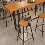Ensemble table et table de bar en bois de style industriel avec piètement en métal noir