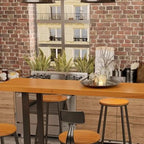Ensemble table et table de bar en bois de style industriel avec piètement en métal noir