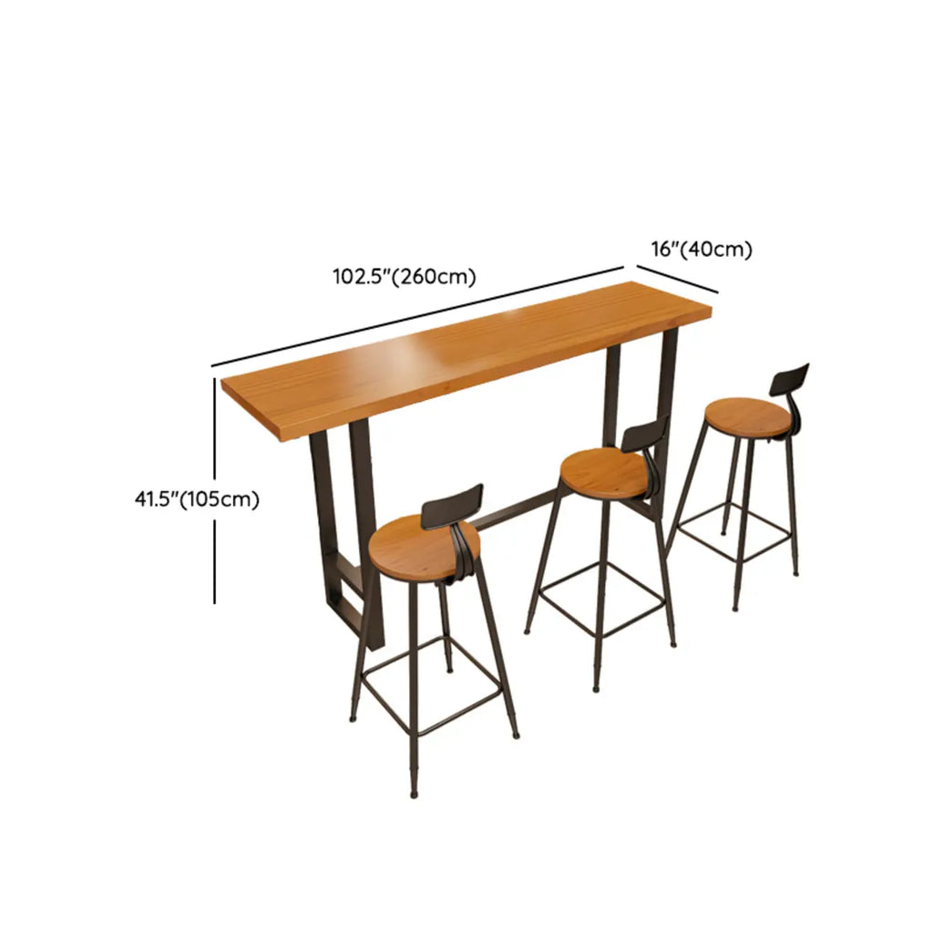 Ensemble table et table de bar en bois de style industriel avec piètement en métal noir