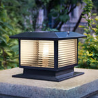 Lampes solaires LED d'extérieur modernes à rayures carrées noires
