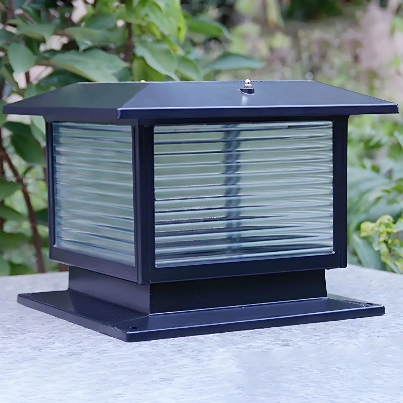 Lampes solaires LED d'extérieur modernes à rayures carrées noires