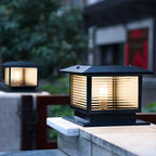 Lampes solaires LED d'extérieur modernes à rayures carrées noires