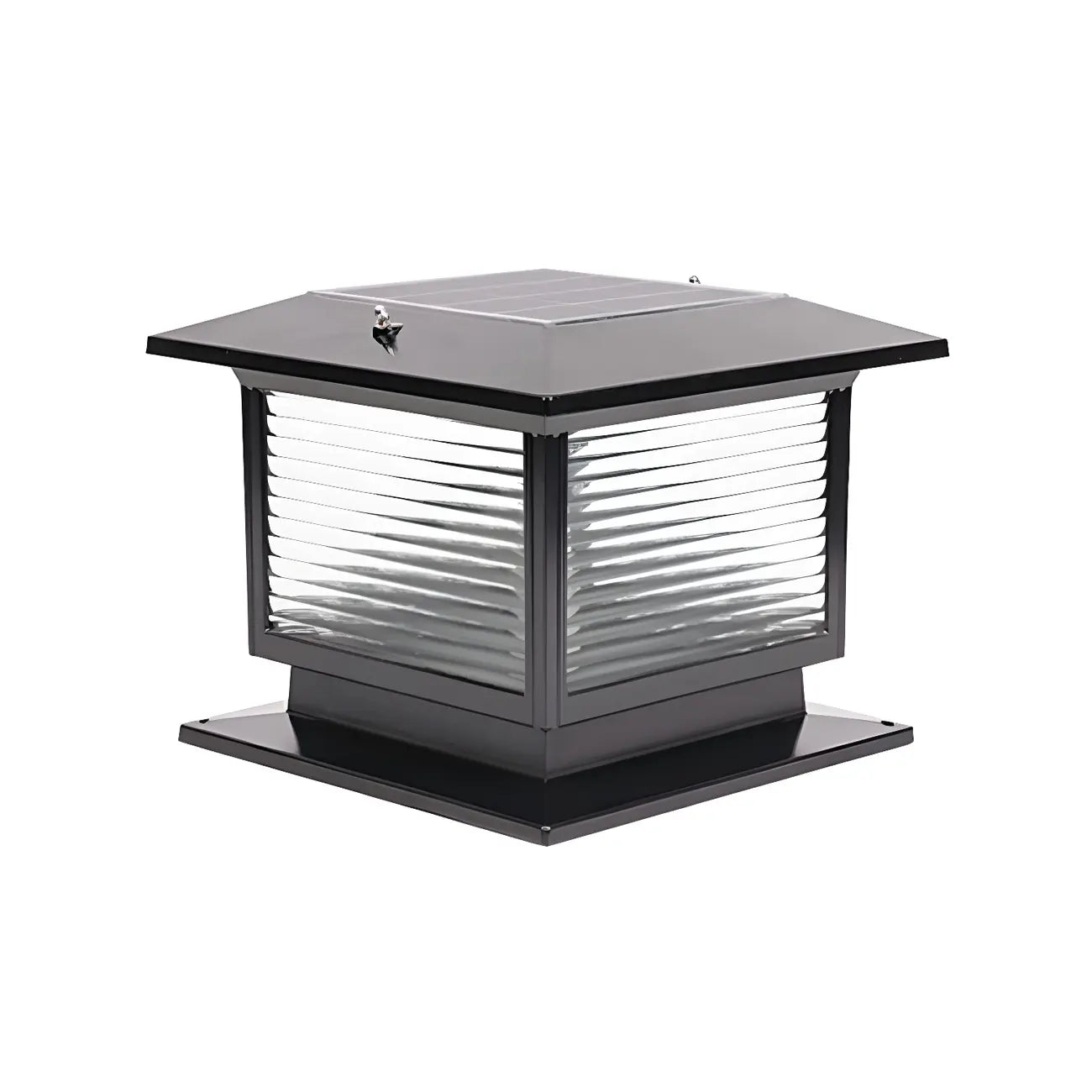 Lampes solaires LED d'extérieur modernes à rayures carrées noires