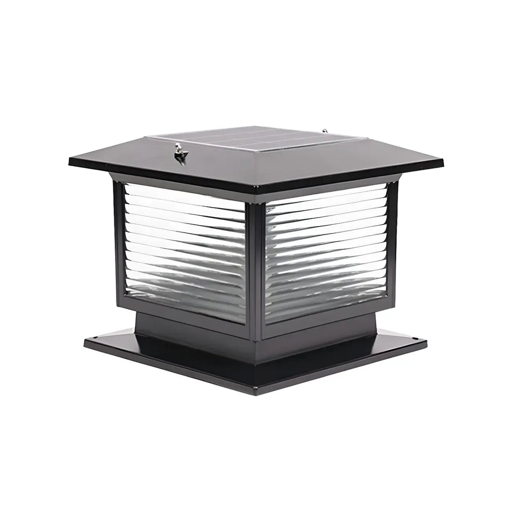 Lampes solaires LED d'extérieur modernes à rayures carrées noires
