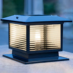Lampes solaires LED d'extérieur modernes à rayures carrées noires