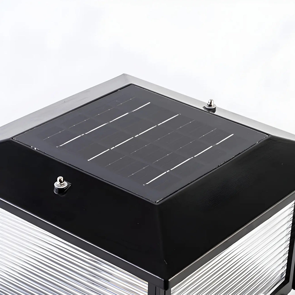 Lampes solaires LED d'extérieur modernes à rayures carrées noires