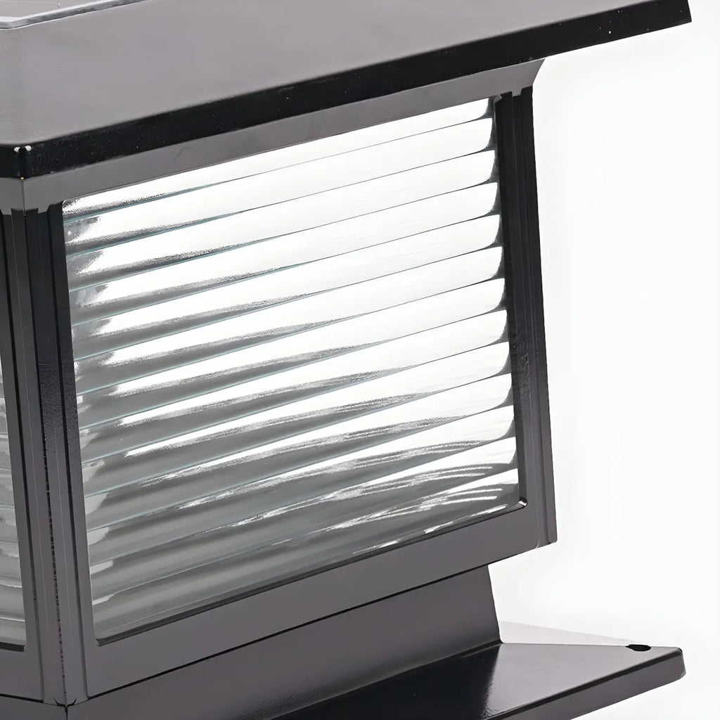 Lampes solaires LED d'extérieur modernes à rayures carrées noires