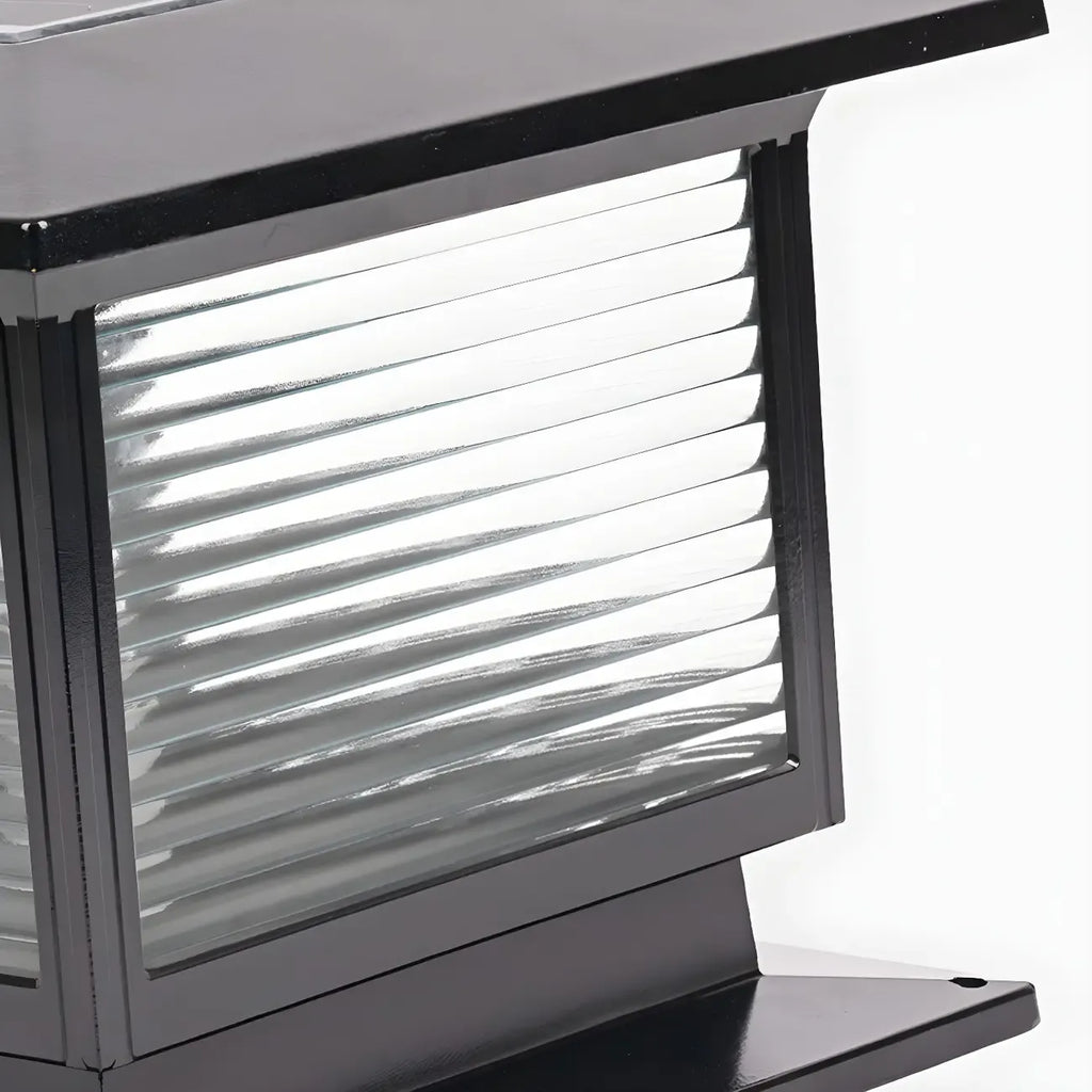 Lampes solaires LED d'extérieur modernes à rayures carrées noires