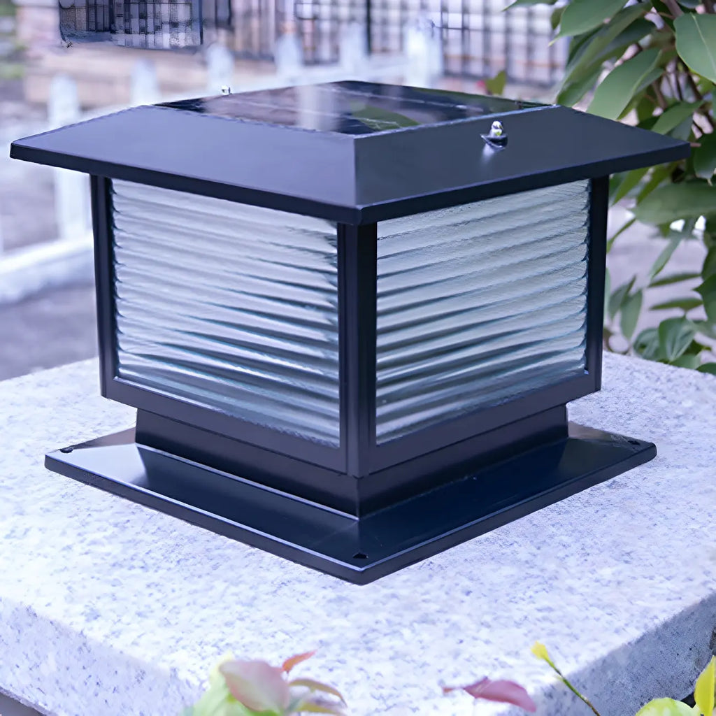 Lampes solaires LED d'extérieur modernes à rayures carrées noires