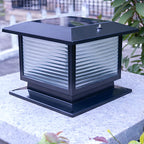 Lampes solaires LED d'extérieur modernes à rayures carrées noires