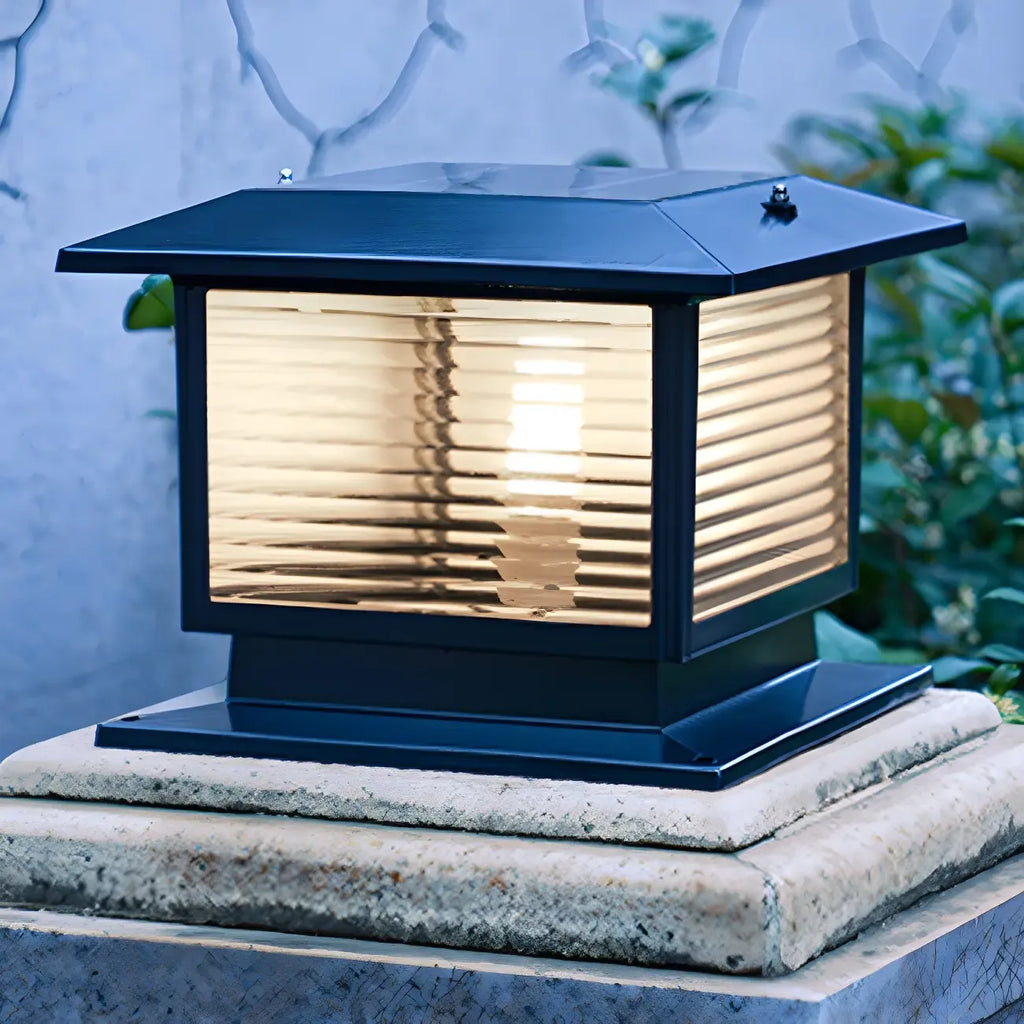 Lampes solaires LED d'extérieur modernes à rayures carrées noires