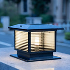 Lampes solaires LED d'extérieur modernes à rayures carrées noires