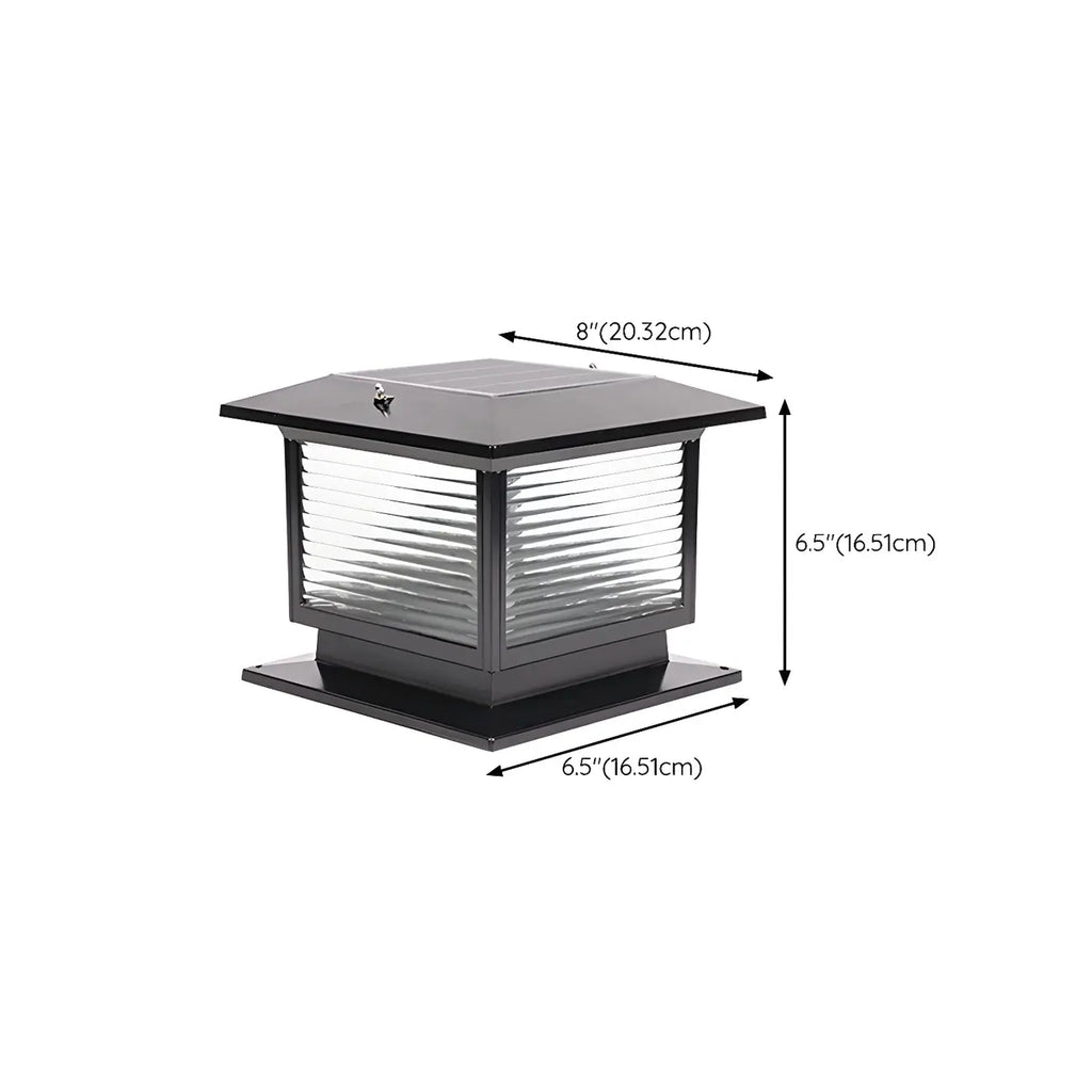Lampes solaires LED d'extérieur modernes à rayures carrées noires