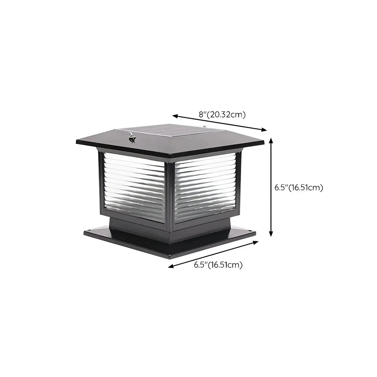 Lampes solaires LED d'extérieur modernes à rayures carrées noires