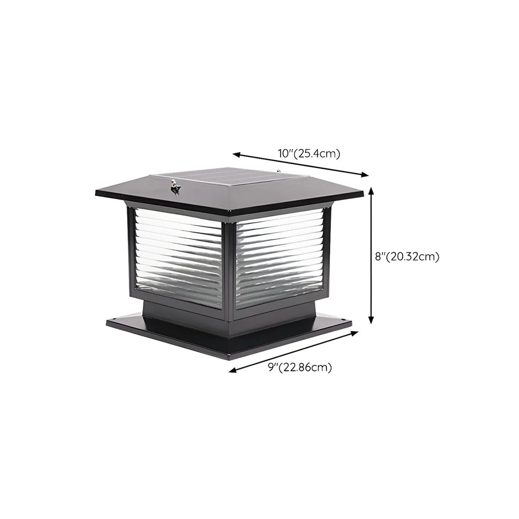Lampes solaires LED d'extérieur modernes à rayures carrées noires