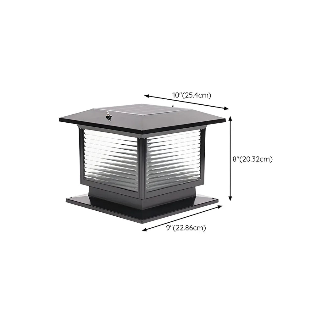 Lampes solaires LED d'extérieur modernes à rayures carrées noires