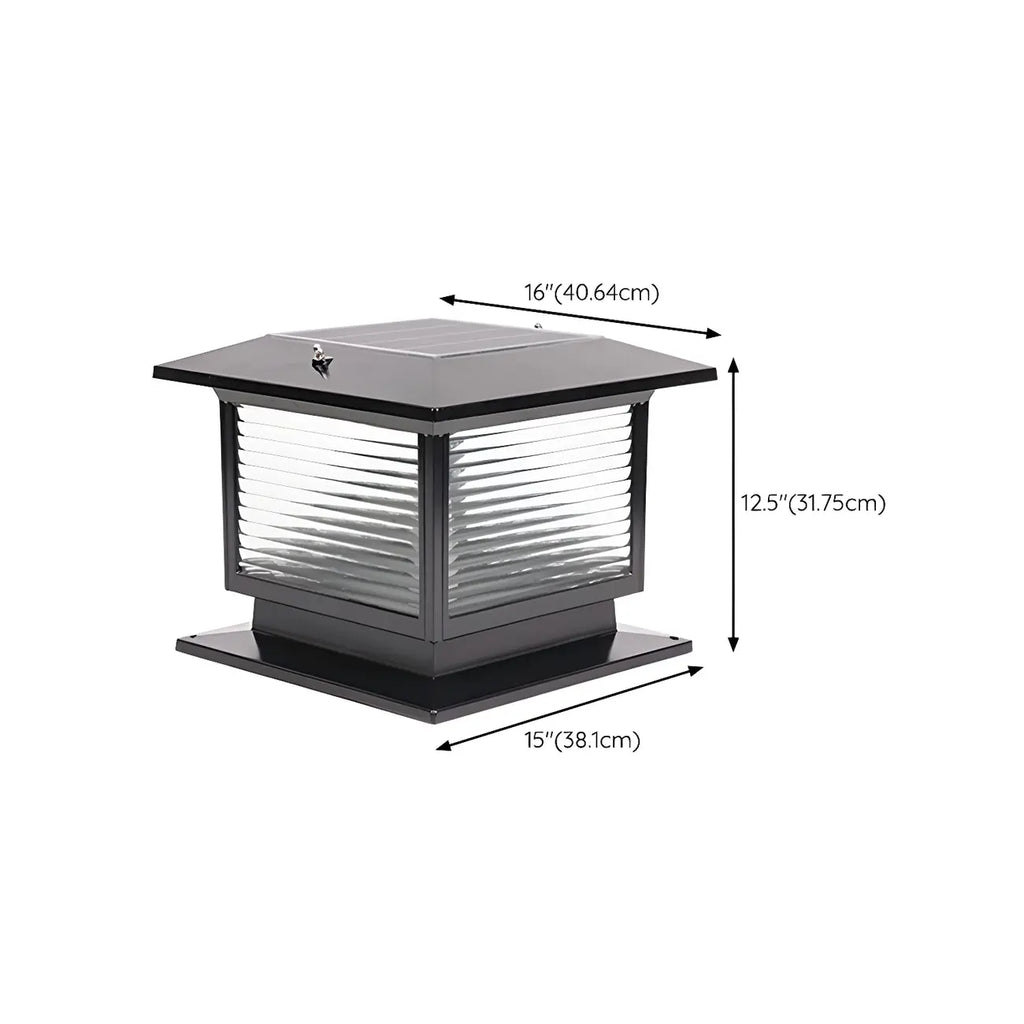 Lampes solaires LED d'extérieur modernes à rayures carrées noires