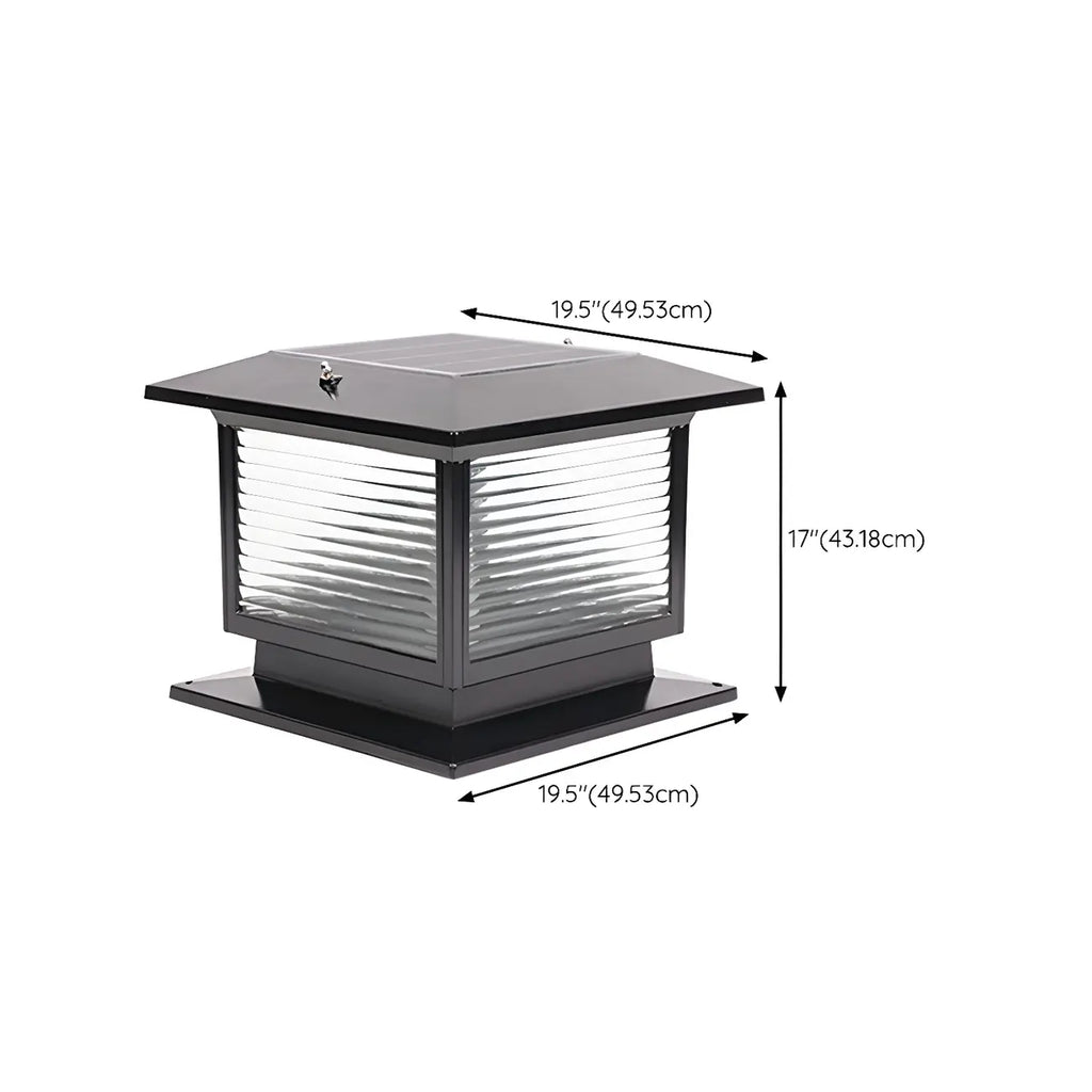Lampes solaires LED d'extérieur modernes à rayures carrées noires