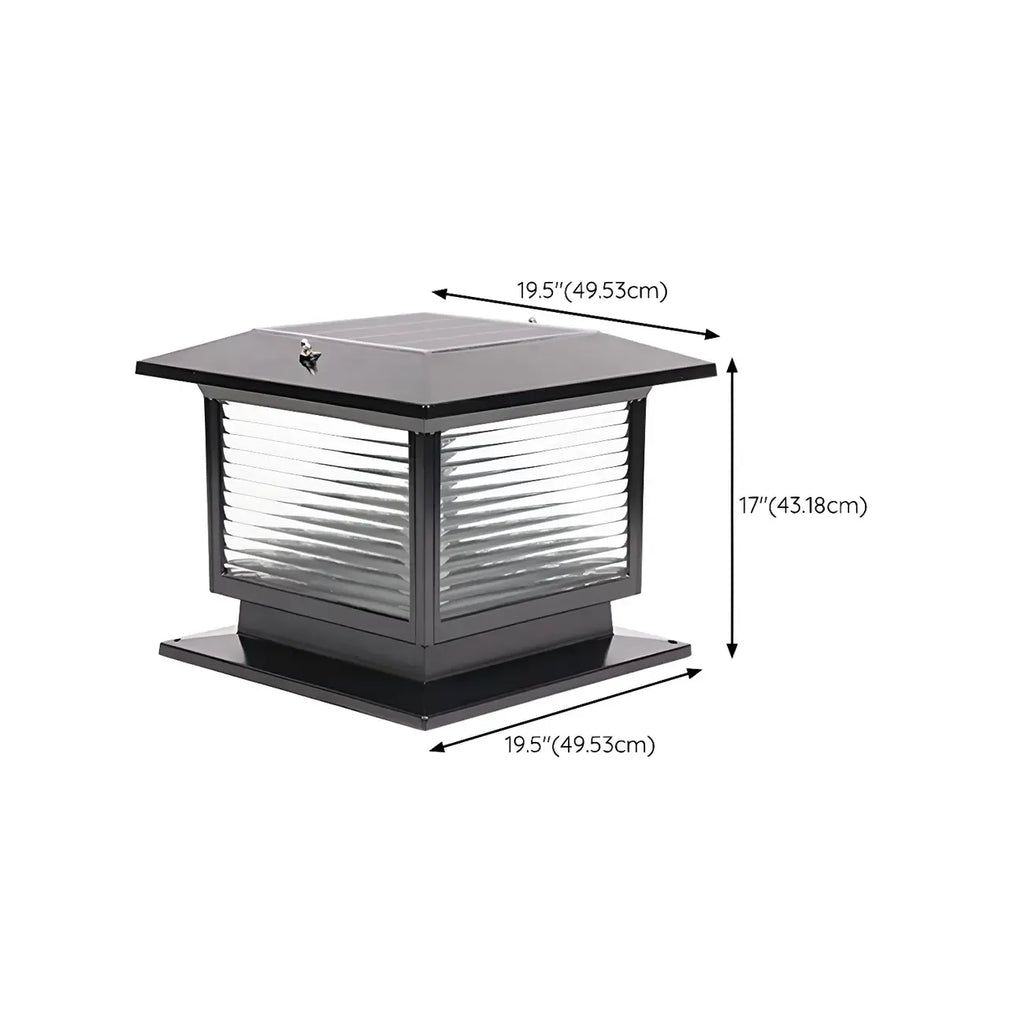 Lampes solaires LED d'extérieur modernes à rayures carrées noires