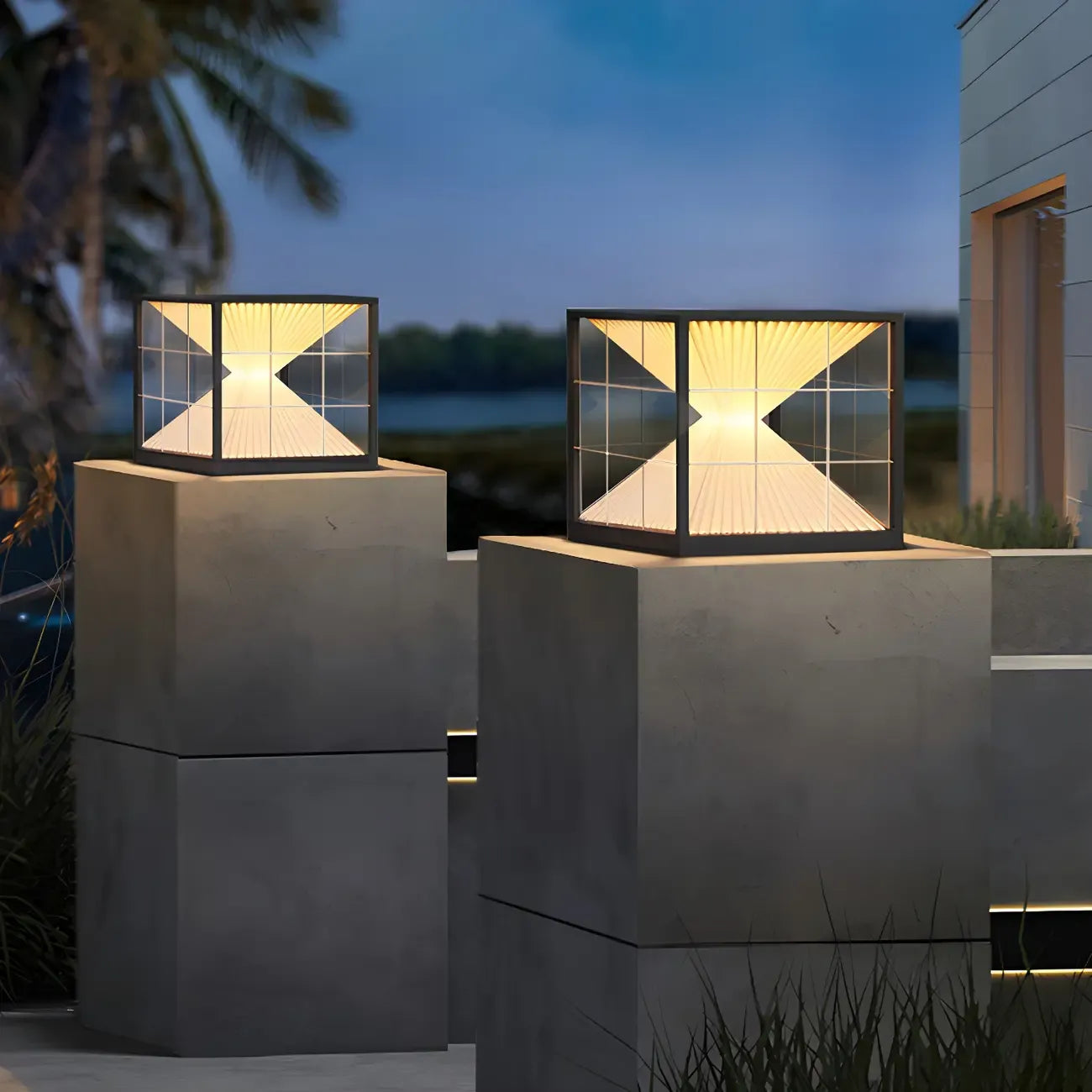 Lampe de table LED cubique décorative moderne pour l'extérieur