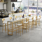 Ensemble table de bar élégant en faux marbre avec chaises rembourrées