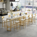 Ensemble table de bar élégant en faux marbre avec chaises rembourrées