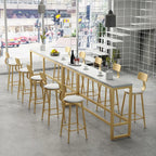 Ensemble table de bar élégant en faux marbre avec chaises rembourrées