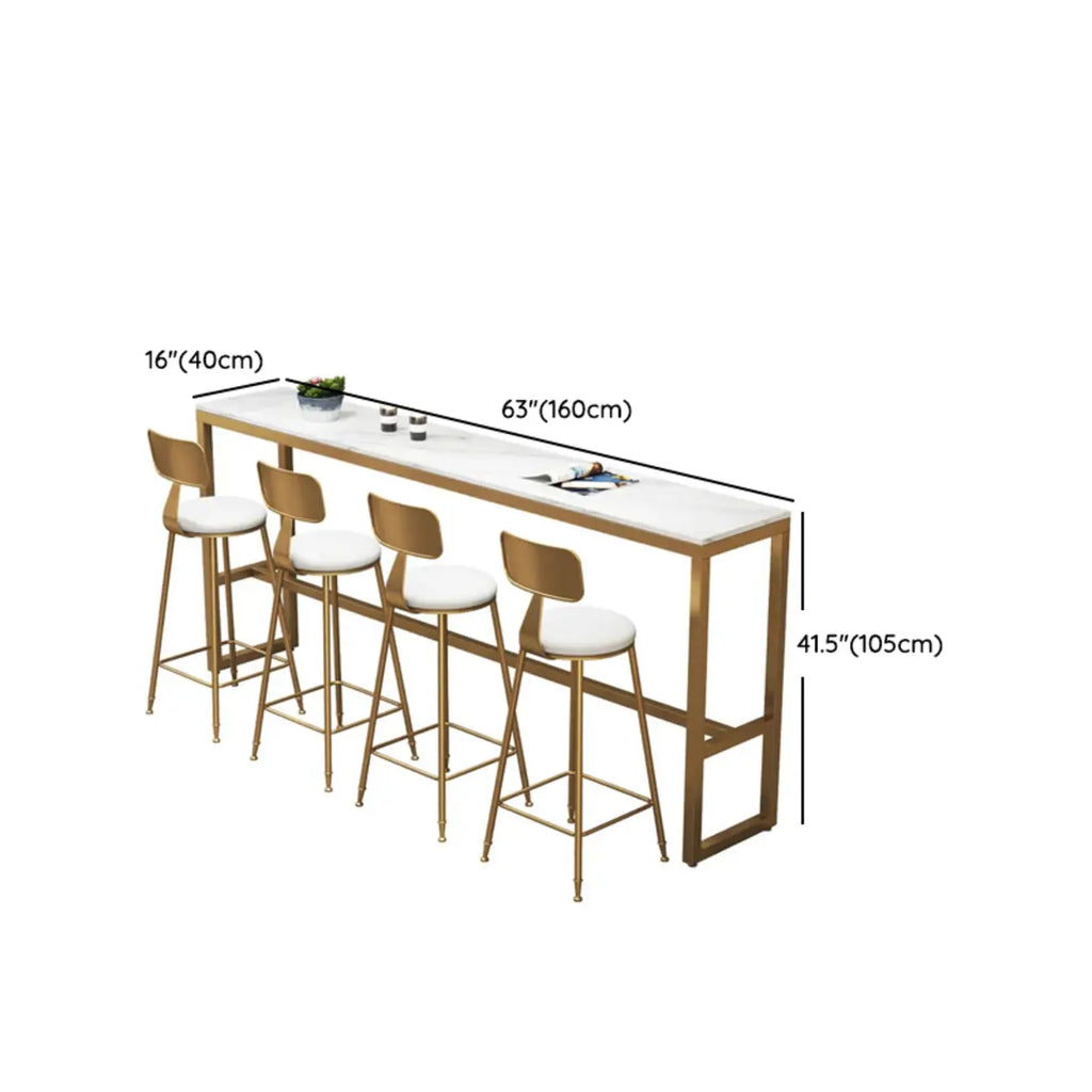 Ensemble table de bar élégant en faux marbre avec chaises rembourrées