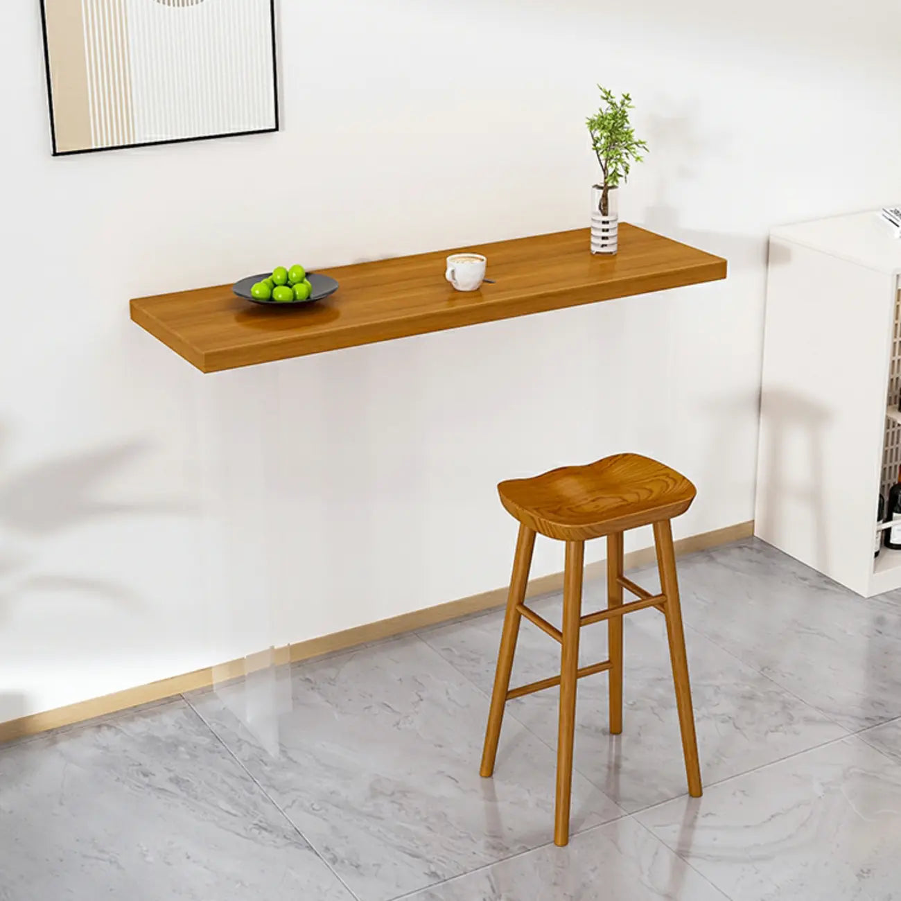 Ensemble de bar moderne marron avec assise et repose-pieds en bois